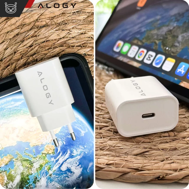 Rychlá 30W USB-C nástěnná nabíječka USB typ C GaN PD pro iPhone Alogy kostka Bílá