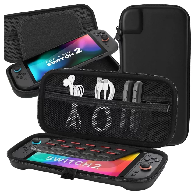 Pokrowiec Etui do Nintendo Switch 2 2025 Torba Ochronna Twarda EVA, Wodoodporna, Lekka, z Uchwytami i przegrodami akcesoria Alogy HardFoamBag™ – Czarna