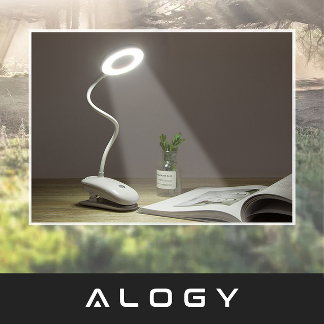 Desk lamp Alogy Desk LED Ring Lamp with a desk clip wireless flexible White