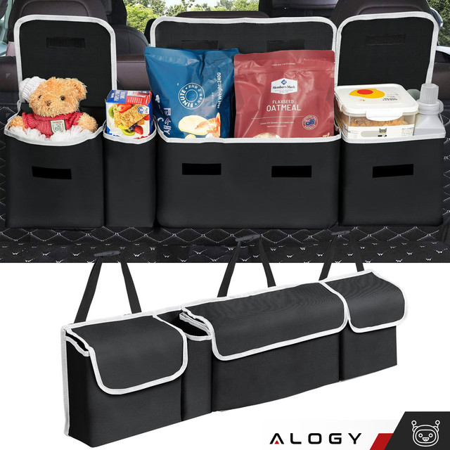 Organizér do auta Taška do kufru auta, velký kufr na sedačku na suchý zip, Alogy Black