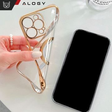 Pouzdro MagSafe pro iPhone 13 Pro Luxusní prsten Alogy Glamour se zlatým průhledným sklem