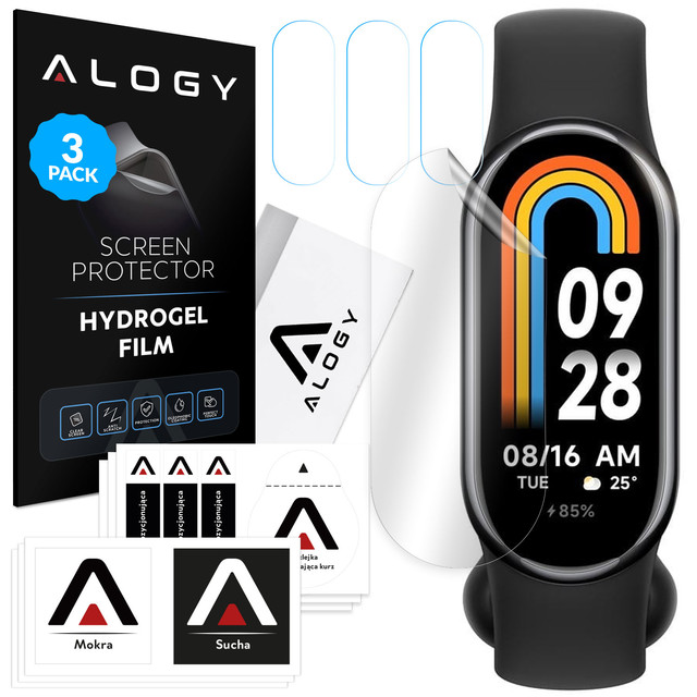 3x hydrogelová ochranná fólie Alogy pro chytré hodinky Xiaomi Smart Mi Band 8