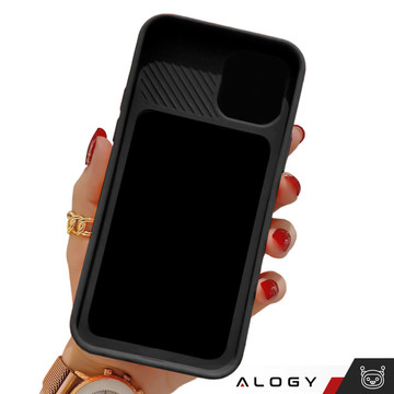 Case for iPhone 15 Plus Slide Case with lens cover, camera housing, matte black Alogy Soft Matt