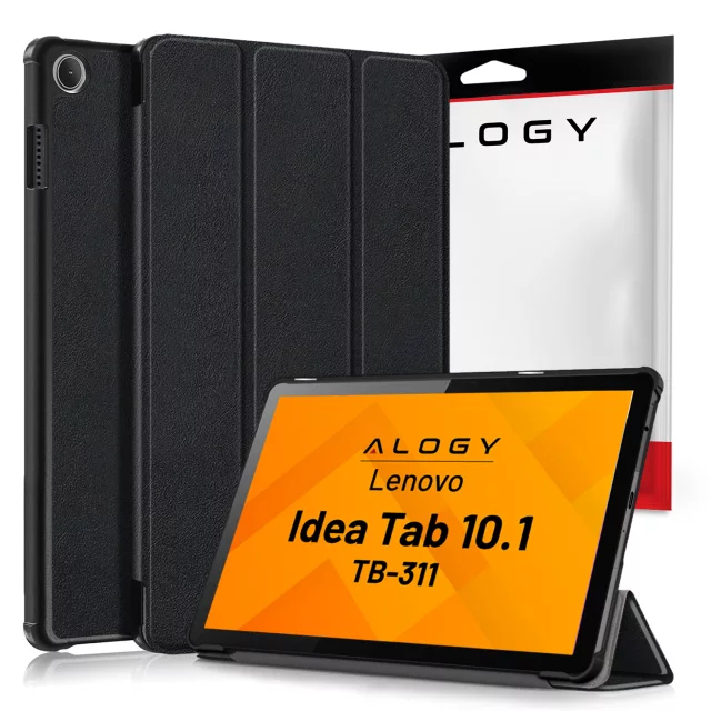 Tenké ochranné pouzdro pro Lenovo Tab 10.1 TB-311 s odklápěcím krytem, ​​tenký skládací kryt, Alogy BookGuard™ – černé