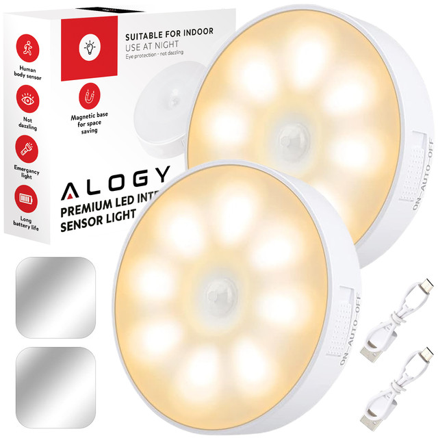 2x Lamp LED motion sensor dusk night lamp Alogy Sensor Light Wireless furniture lighting Warm light 3000k