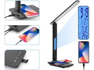 Alogy LED desk lamp 10W Qi induction charger with display Black