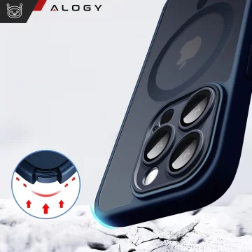 3-in-1 Hybrid-Glashüllen-Set für Apple iPhone 16 Pro Max: Schutzhülle mit Hybrid MagSafe und Linsenschutz, 2x Displayschutzfolie aus gehärtetem Glas, Alogy 3-in-1 Hüllen-Set, Marineblau