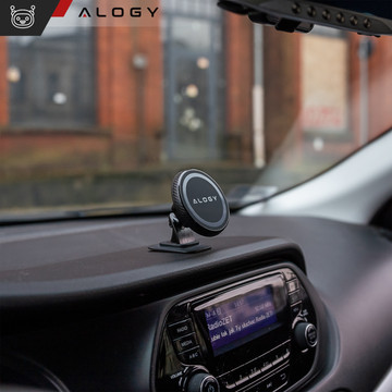 Magnetic car holder for phone, window, grille, cockpit, dashboard, car, phone, Alogy Black