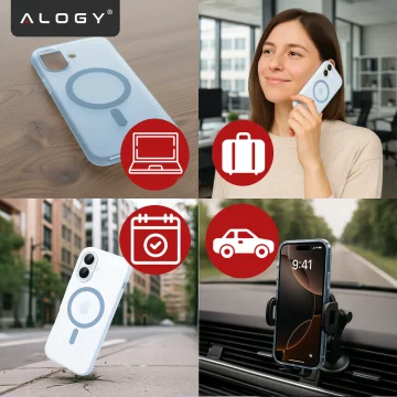 Pouzdro pro Apple iPhone 16 Pro Max Alogy MagSafe Hybrid Matte Case Matte Cover with Lens Protection Black