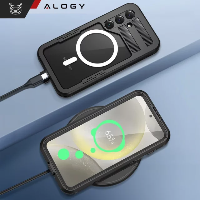 Etui Wodoodporne Alogy HydroArmor™ IP68 Case z przezroczystym tyłem Pancerna obudowa 360 do MagSafe do Samsung Galaxy S24+ Plus