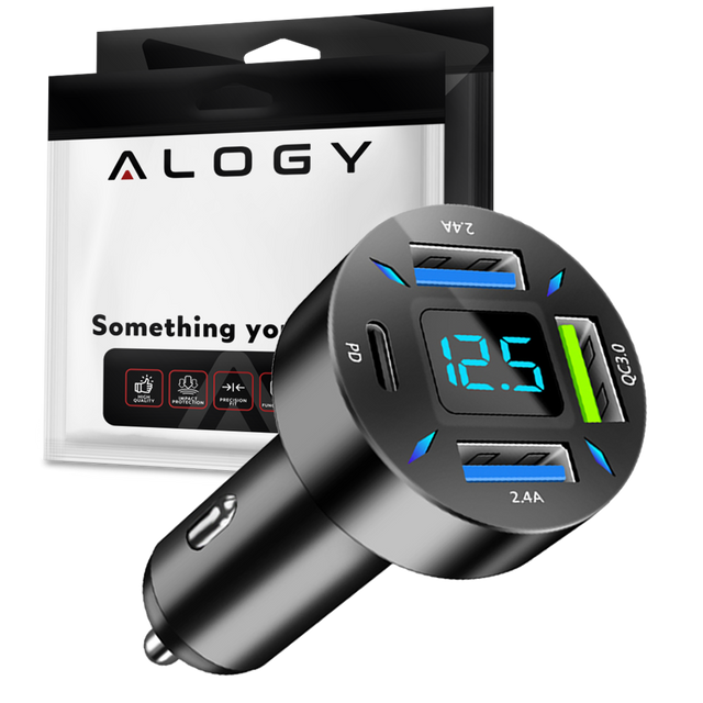Alogy Car Charger 66W 3x USB 1x USB-C Type C Quick Charge QC 3.0 PD