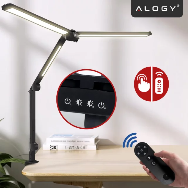 Lampa Biurkowa LED do Monitora ze Składaną Konstrukcją, z potrójnym oświetleniem, Regulowaną Jasnością, z Mocowaniem do Blatu, Ochrona Oczu, Alogy SmartDesk™ – Czarna