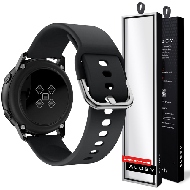 Rubber Universal Sportarmband Alogy Softband für Smartwatch 20mm Schwarz