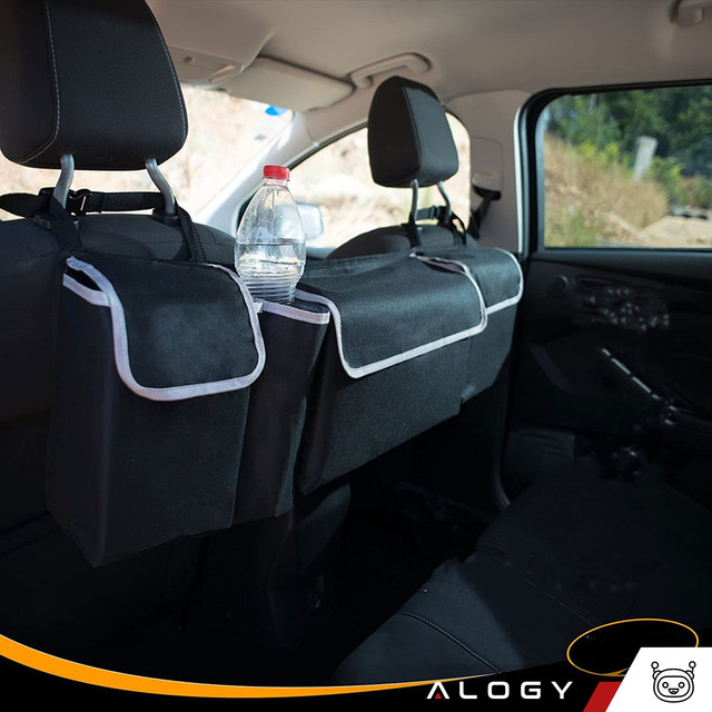 Car organizer Bag for the trunk of a car, large trunk for a seat with Velcro, Alogy Black