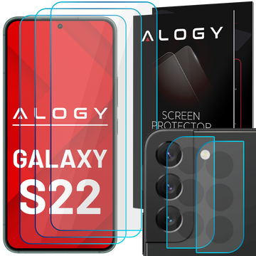 Tempered Glass 9H 3x Screen 2x Camera Lens Alogy Glass Pack for Galaxy S22
