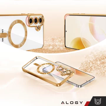 MagSafe Case for Apple iPhone 16 Pro Max Alogy Glamour Luxury Ring Case Gold-Transparent