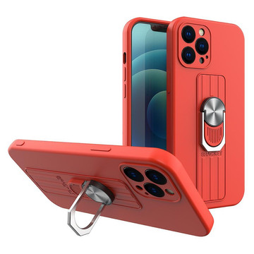 Ring Case Silicone Cover with Finger Ring and Kickstand for Samsung Galaxy S22 Plus Red