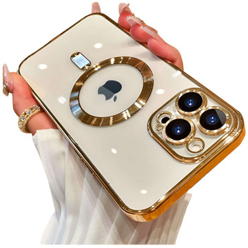 MagSafe Case for Apple iPhone 14 Pro Alogy Glamor Luxury Ring housing Gold-transparent