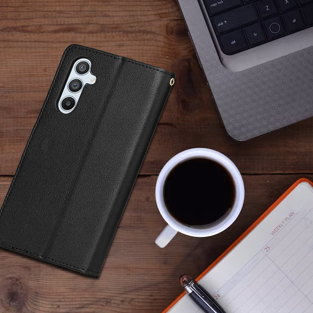 Protective Flip Leather Wallet Alogy Wallet Case Phone Shell for Samsung Galaxy A54 5G Black Glass