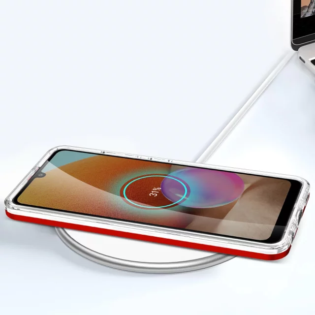 Klare 3in1 Hülle für Samsung Galaxy A72 4G Frame Gel Cover Rot