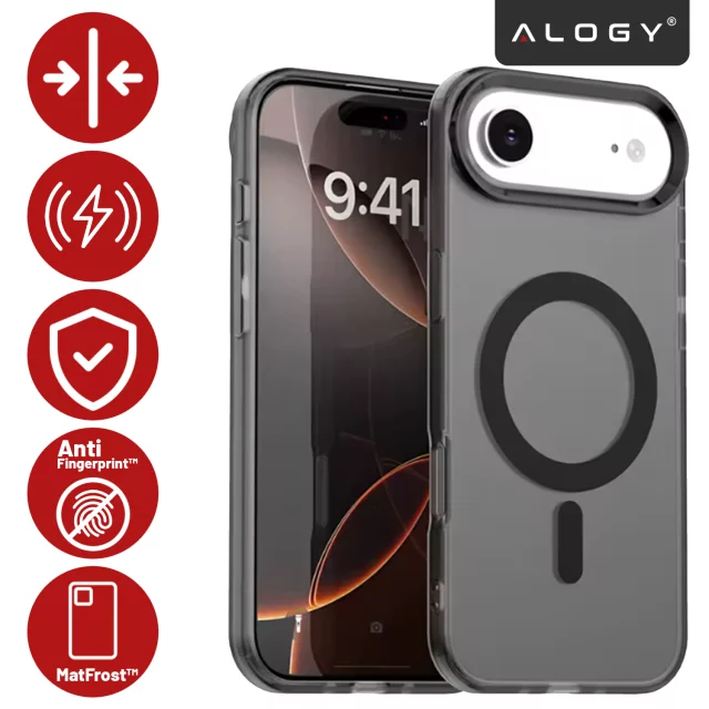 Case for Apple iPhone 16 Pro Max Alogy MagSafe Hybrid Matte Case with Lens Protection Black