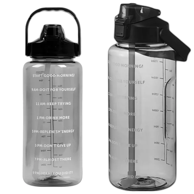 Large bottle for drinking drinks Alogy MotivHydro Motivational measuring cup 2l 2000ml Black