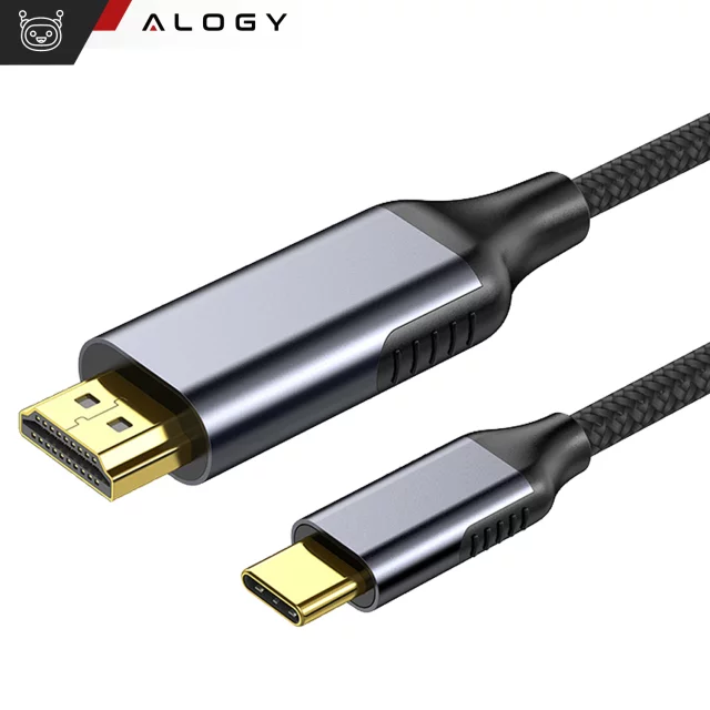 Kabel USB-C do HDMI Alogy przejściówka HUB adapter 4K 60HZ 200cm 2m Czarny