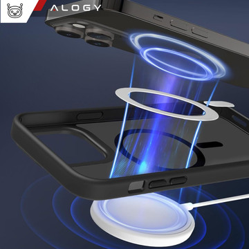 Hülle für iPhone 14 Pro Mag Safe Matt Case Cover Matte Alogy Ring Armored Phone Case Schwarzes Glas