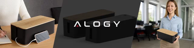 Organizér box na kabely lišty box M stůl podlaha Alogy BOX dřevo Černý