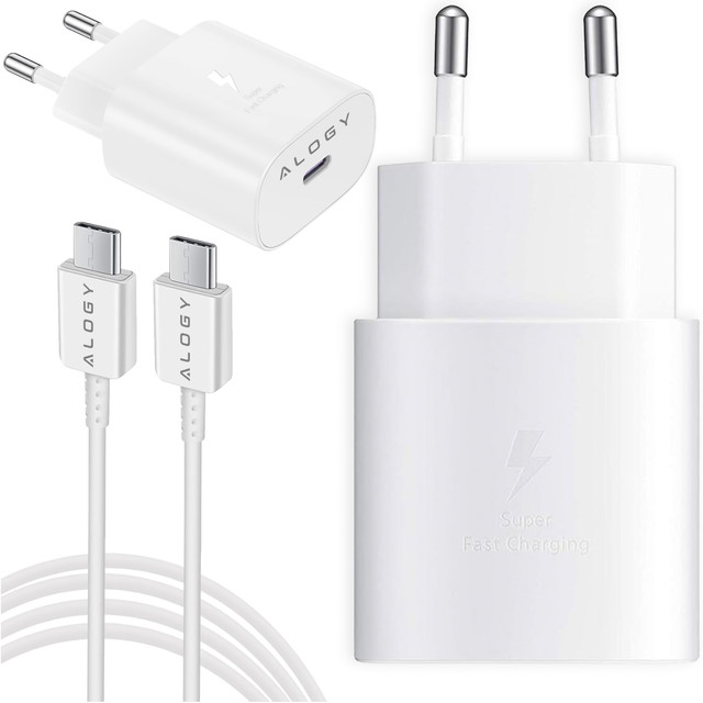 USB-C Type-C PD Premium Fast Wall Charger 45W 3A Type-C Cable 1M Alogy White