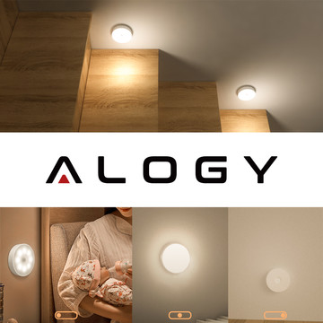 2x Lampe LED Bewegungsmelder Dämmerung Nachtlampe Alogy Sensor Light Kabellose Möbelbeleuchtung Warmes Licht 3000k