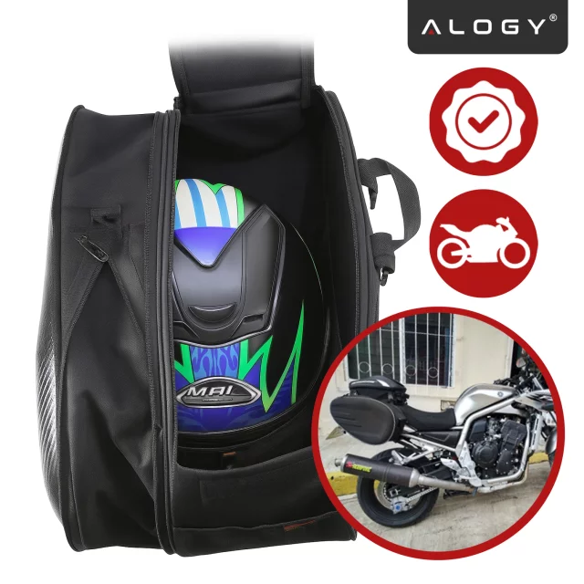 Motocyklová podsedlová brašna 38-58L - Brašna, boční kufry, brašna na zadní sedadlo, vodotěsná, tvrdý materiál, nastavitelná pro motocykl - Alogy RoadPack™ černá