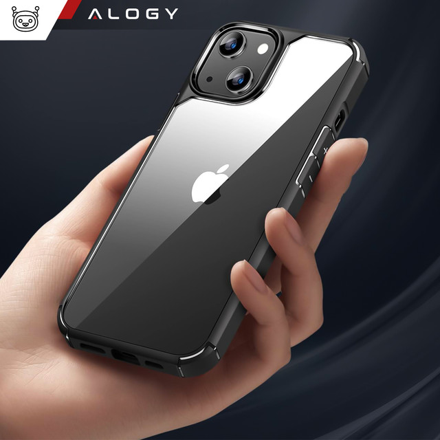 Etui Case do iPhone 14 + zestaw 4 szkieł 5w1 pancerne 360 Alogy Hybrid 2x Szkło na ekran +2x obiektyw czarno-przezroczyste