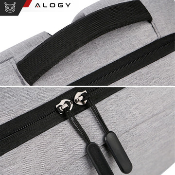 Rucksack Laptoptasche 15,6" groß wasserdicht mit USB-Anschluss Unisex 44x34x13cm für Flugzeug Alogy Rucksack Grau