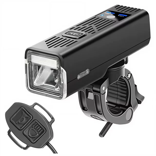 Lampka rowerowa SUPER JASNA 8H ŚWIECENIA przód LED przednia światło roweru z DZWONKIEM przewodowym oświetlenie 450LM 2000MAH wodoodporna światełko na rower czarna