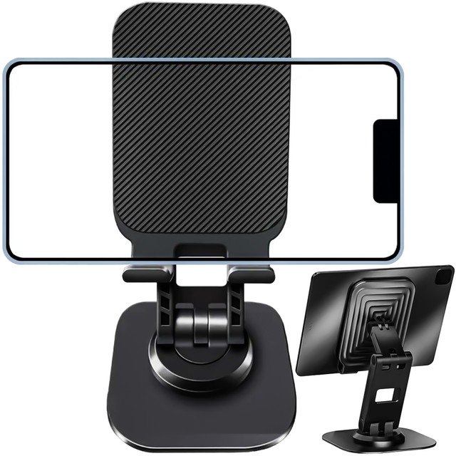 Phone Holder Tablet Stand Stand Foldable Adjustable Aluminum for Desk 4-12.9" 360 Alogy Black