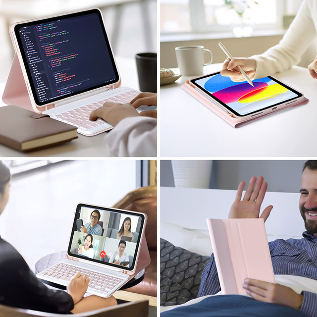 Ochranné pouzdro s bezdrátovou klávesnicí Alogy Keyboard Case s držákem stylusu pro Apple iPad 10.9 2022 Black Glass
