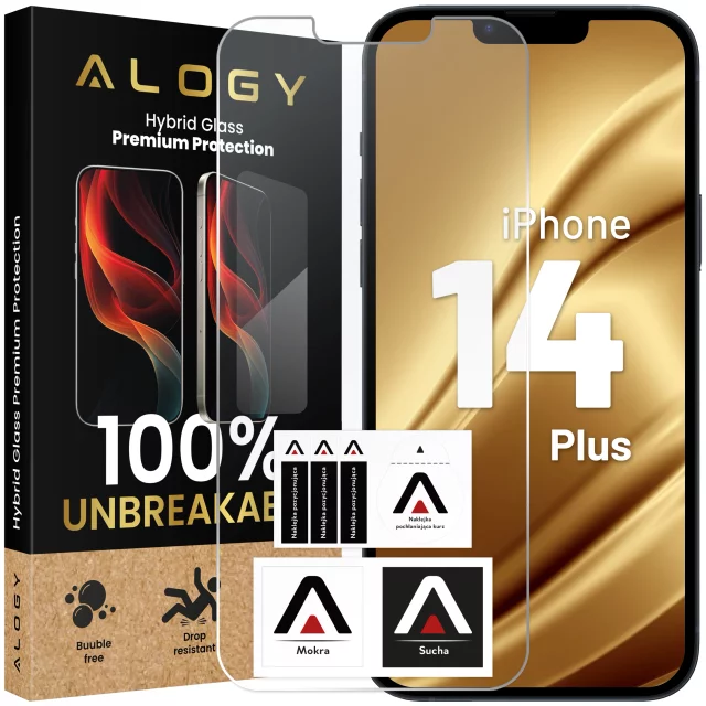 Hybrid Glass for Apple iPhone 14 Plus for Alogy Flexi Glass 9H Case Friendly Flat Screen Protector