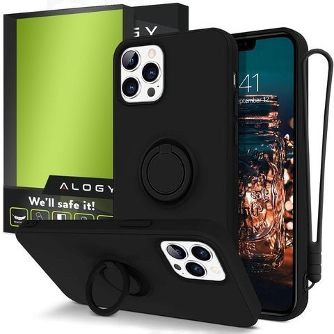 Ring Ultra Slim Alogy Silicone Case for iPhone 12/ 12 Pro 6.1 Black