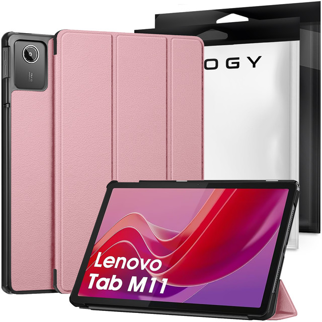 Etui do Lenovo Tab K11 K11E 11” M11 10.95" TB330FU / TB330XU / TB331FC Book Case Cover z klapką obudowa futerał pokrowiec Alogy Różowe + Szkło + Rysik