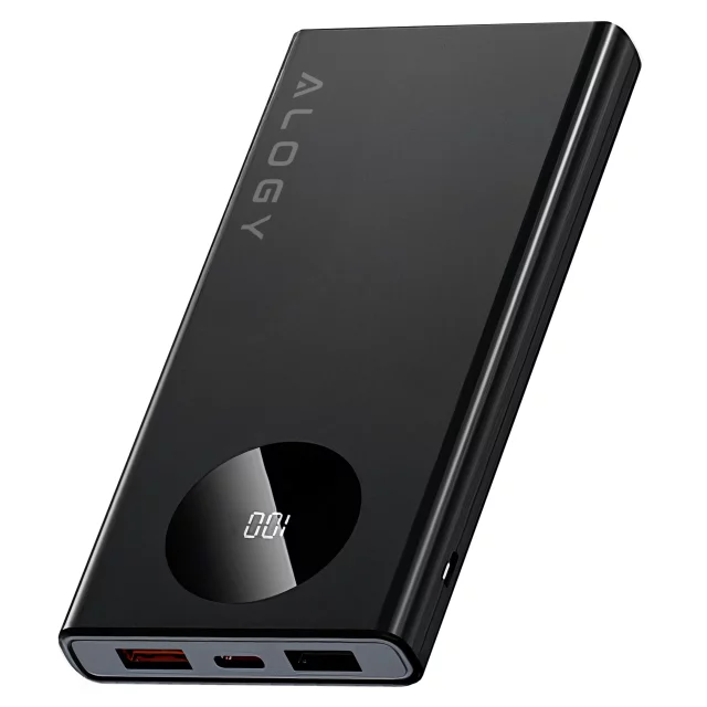 PowerBank 10000mAh z Technologią PD 120W, Szybkie Ładowanie PowerDelivery, Porty 2x USB-A i 1x USB-C, Wysoka Moc i Kompaktowy Design, Alogy TurboCharge™ – Czarny
