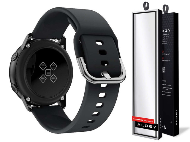 Rubber Universal Sportarmband Alogy Softband für Smartwatch 20mm Schwarz