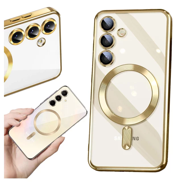 Pouzdro MagSafe pro Apple iPhone 16 Pro Max Alogy Glamour Pouzdro luxusního prstenu zlaté-průhledné