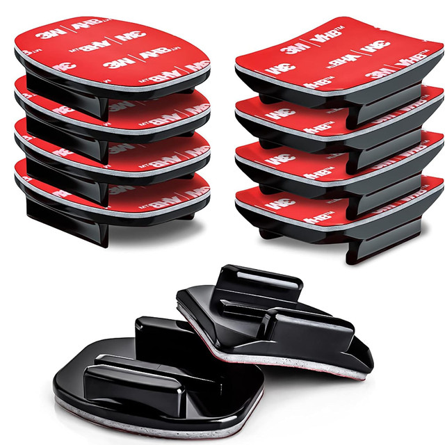 Set of flat and rounded mounting bases for GoPro, DJI Osmo Action, EKEN, SJCam, Insta360 sports cameras with 3M VHB Alogy tapes - 16 pieces