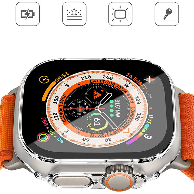 Protective Case with Glass Alogy Protector Case 2in1 Overlay Case for Apple Watch Ultra 49mm Clear