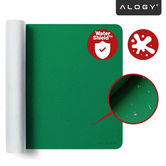 Podkładka na biurko 80×40 cm – antypoślizgowa mata ochronna z eleganckiej ekoskóry PU, pod mysz i klawiaturę, stylowa i trwała – Alogy WorkMat™ Zielona