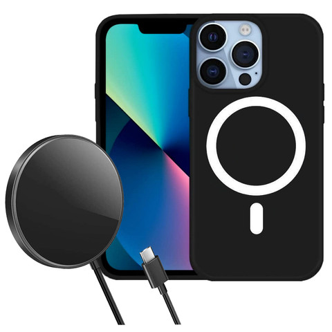 Case for MagSafe Ultra Slim Mag Alogy for Qi Chargers for Apple iPhone 13 Pro Max Black Wireless Charger