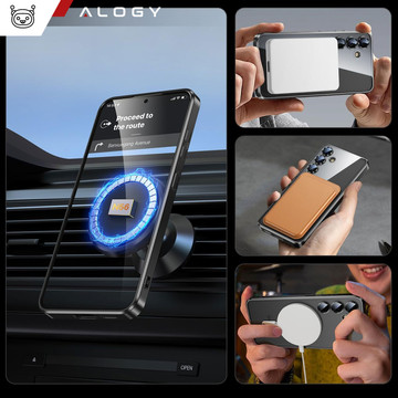 Case for Samsung Galaxy S24 Mag Safe Glamor Case Ring Housing Camera Protection Alogy Black Transparent Glass
