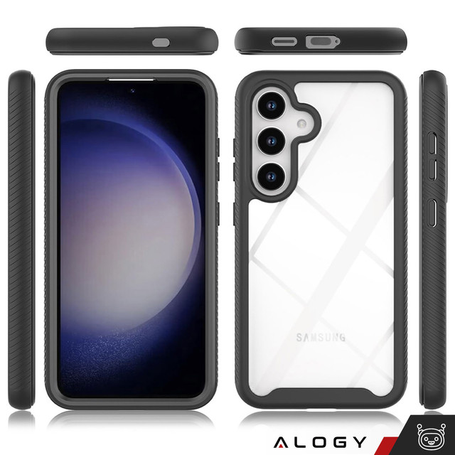 Schutzhülle für Samsung Galaxy S24, gepanzerte Abdeckung, Hydrogel-Displayschutzfolie, 360 Defense Pro Alogy, Schwarz