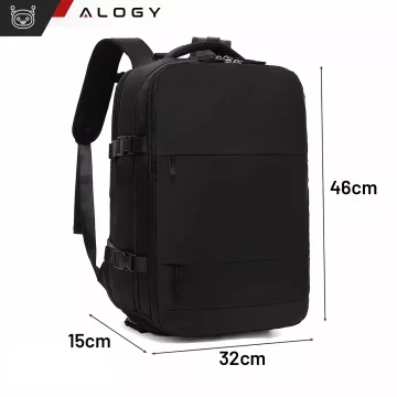 Alogy Backpack for Laptop Travel Accessories 46x32x15 cm for Work School Plane Travel Men's Women's Black